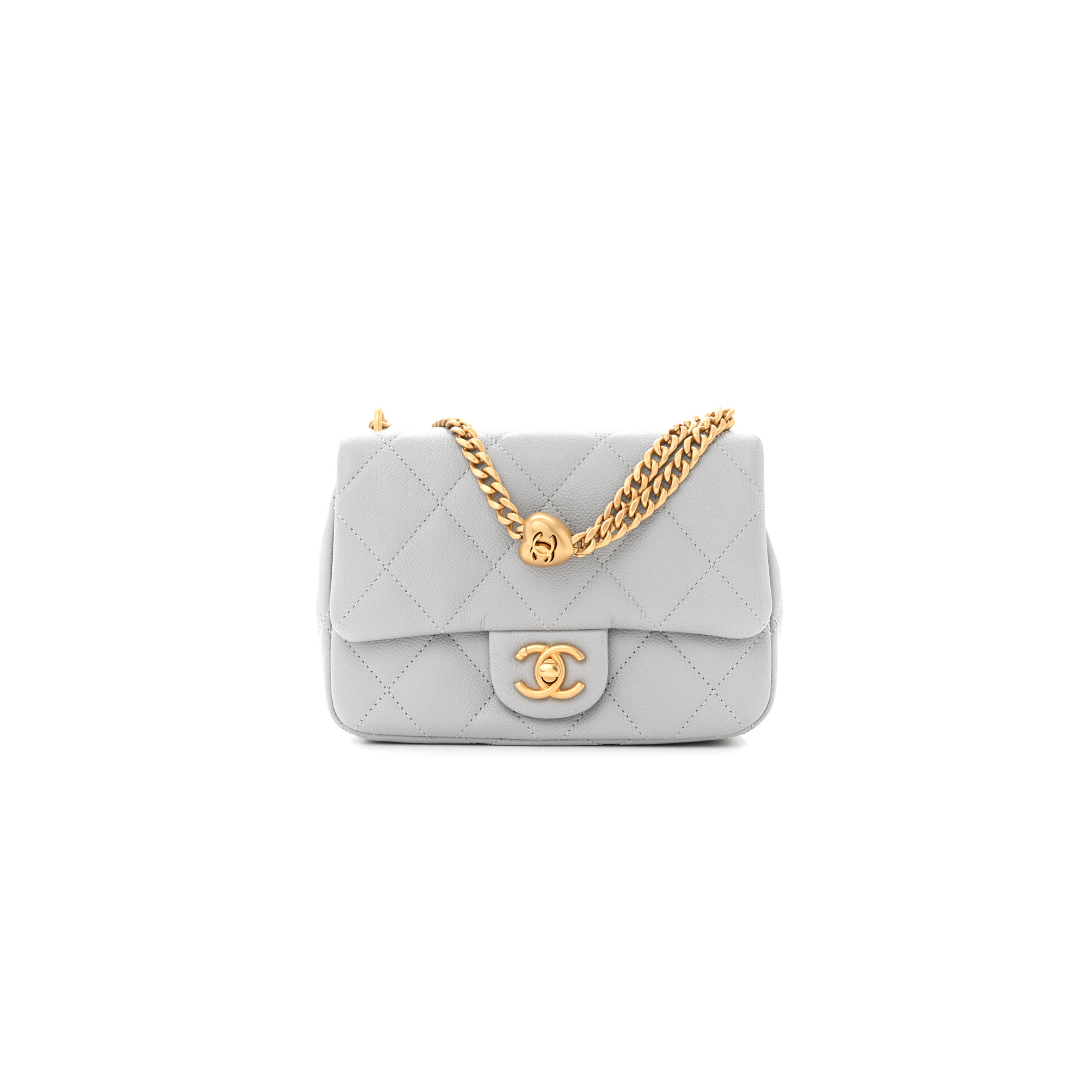 CHANEL CAVIAR QUILTED MINI SWEETHEART FLAP GREY (20*14*8cm)